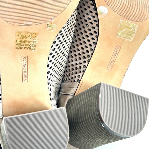 Vince Camuto Katnina Booties 12 NWOT Tan Perforated Leather Boots Ankle Open Toe - Picture 8 of 9